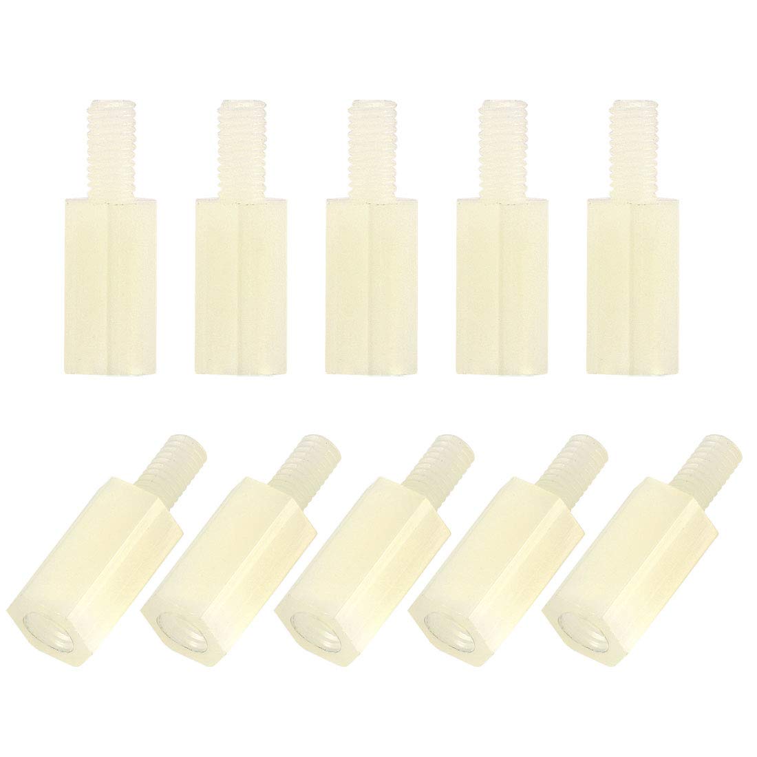 M3x10mm+6mm Male-Female Hex Nylon PCB Motherboard Spacer Standoff for FPV Drone Quadcopter, Computer & Circuit Board, Beige 50pcs