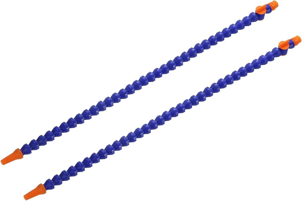 2Pcs G3/8" Thread Flexible Water Oil Coolant Pipe Hose, 600mm Plastic Adjustable Round Nozzle Cooling Pipe Hose with Switch and Internal Tube for Lathe CNC Water Cooling System