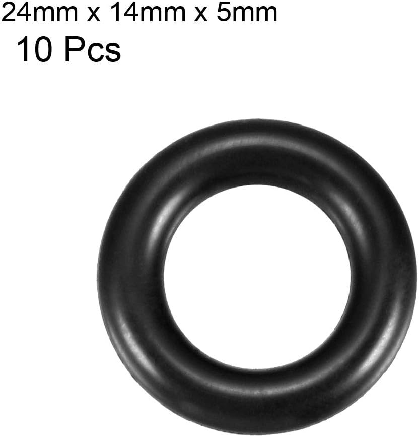 Nitrile Rubber O-Rings, 24mm OD 14mm ID 5mm Width, Metric Sealing Gasket, Pack of 10