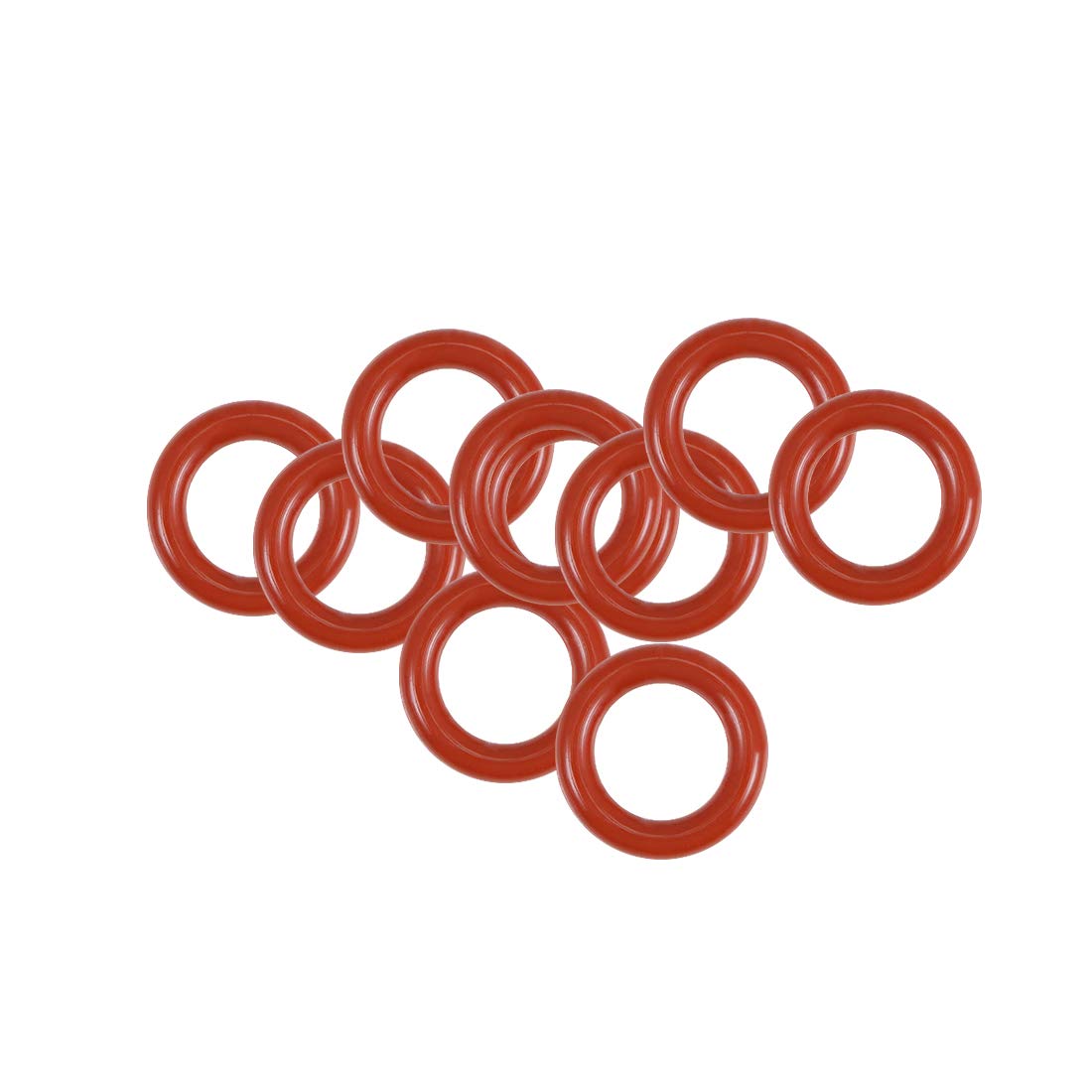 Silicone O-Ring, 8mm OD, 5mm ID, 1.5mm Width, VMQ Seal Rings Gasket, Red, Pack of 10