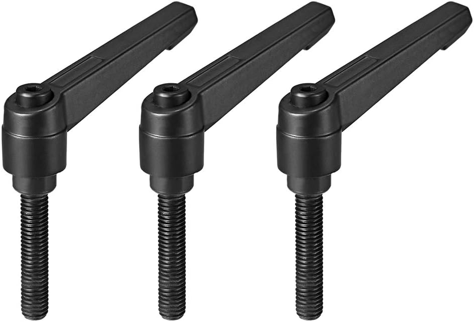 M8 x 40mm Handle Adjustable Clamping Lever Thread Push Button Ratchet Male Threaded Stud Knobs Rotating Screw Handles Bolts with Locking Lever Black 3pcs
