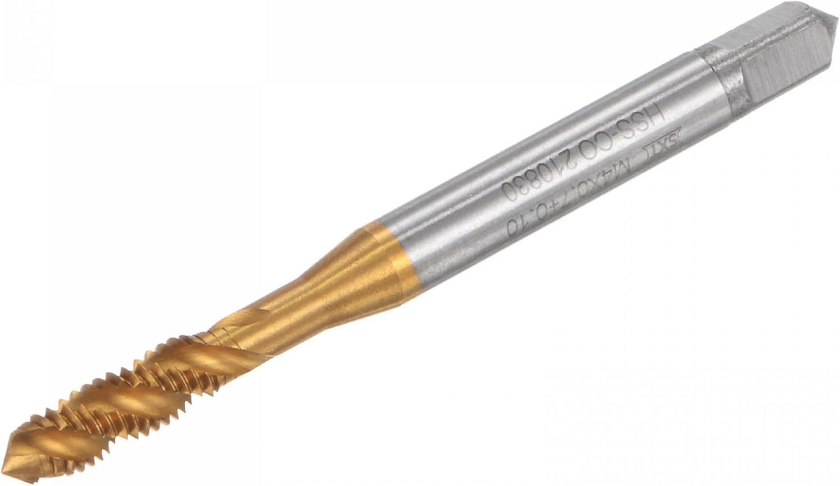 Spiral Flute Taps, M4 x 0.7 + 0.1 Metric Titanium Coated Cobalt High Speed Steel Machine Thread Milling Screw Threading Tap