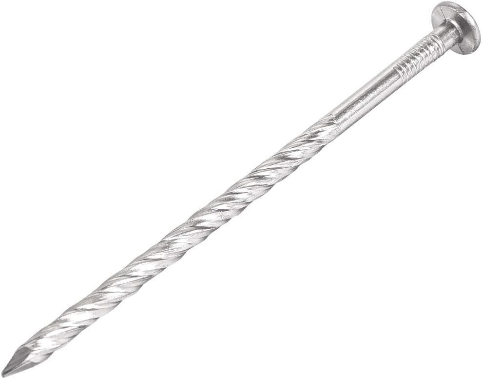 Spiral Deck Nails Stainless Steel Nail Spiral Shank 100mmx4mm(LxD), 12 Pcs