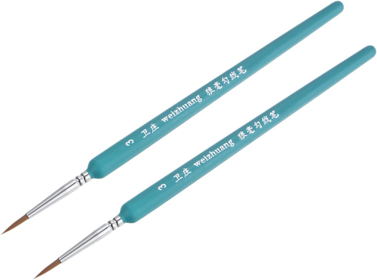 Detailing Paint Brush 0.55" Bristle Length with Blue Wood Handle for Painting Line Drawing 2Pcs