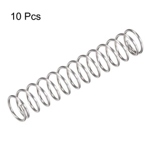 Compression Spring,304 Stainless Steel,18mm OD,1.6mm Wire Size,50mm Compressed Length,100mm Free Length,66.4N Load Capacity,Silver Tone,10pcs