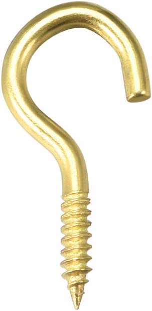 0.9" Screw Eye Hooks Self Tapping Screws Screw-in Hanger Eye-Shape Ring Hooks with Plate Golden 50pcs