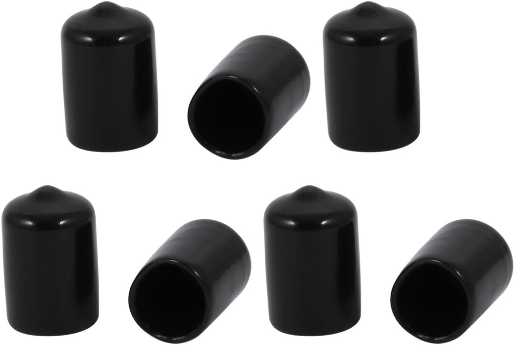 7pcs 13mm Inner Dia PVC Flexible Vinyl Cap Screw Thread Protector Cover Black