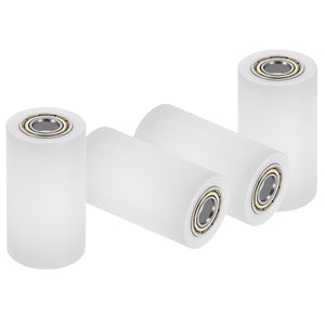 4Pcs Plastic Roller Wheel with Bearings, ID 3/8" (10mm) x OD 1-1/4″ (32mm) x Length 2-3/8"(60mm), Guiding Wheel Flat Belt Idler (White)