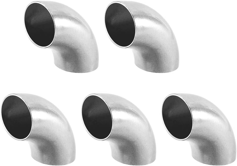 Stainless Steel 304 Pipe Fitting Long Radius 90 Degree Elbow Butt-Weld 1-inch OD 1mm Thick Pipe Size 5pcs