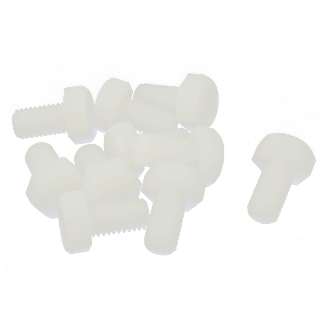 10 Pcs Hex Head Cap Nylon Plastic Hexagonal Screw Right Hand M8 x 15mm