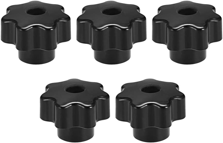 5 Pcs Star Knob Grip Handle M6 Diameter Brass Insert Female Thread Black