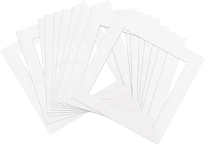 7.9" x 7.9" Picture Mat, Core Bevel Cut Frame Mattes for 6" x 6" Photos Pictures Artwork Painting Display, White 10 Pcs