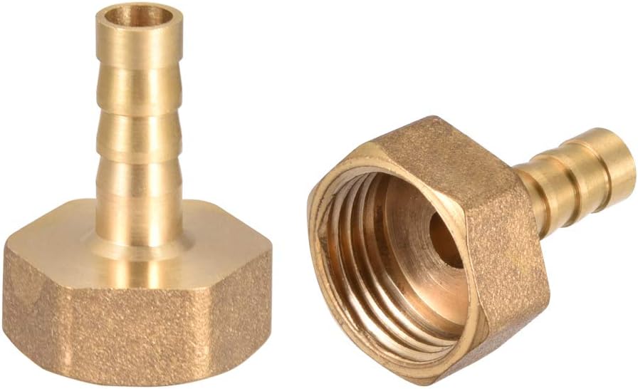 Brass Hose Barb Fitting Connector, 8mm Barb G1/2 Female Thread Pipe Adapter, 2Pcs