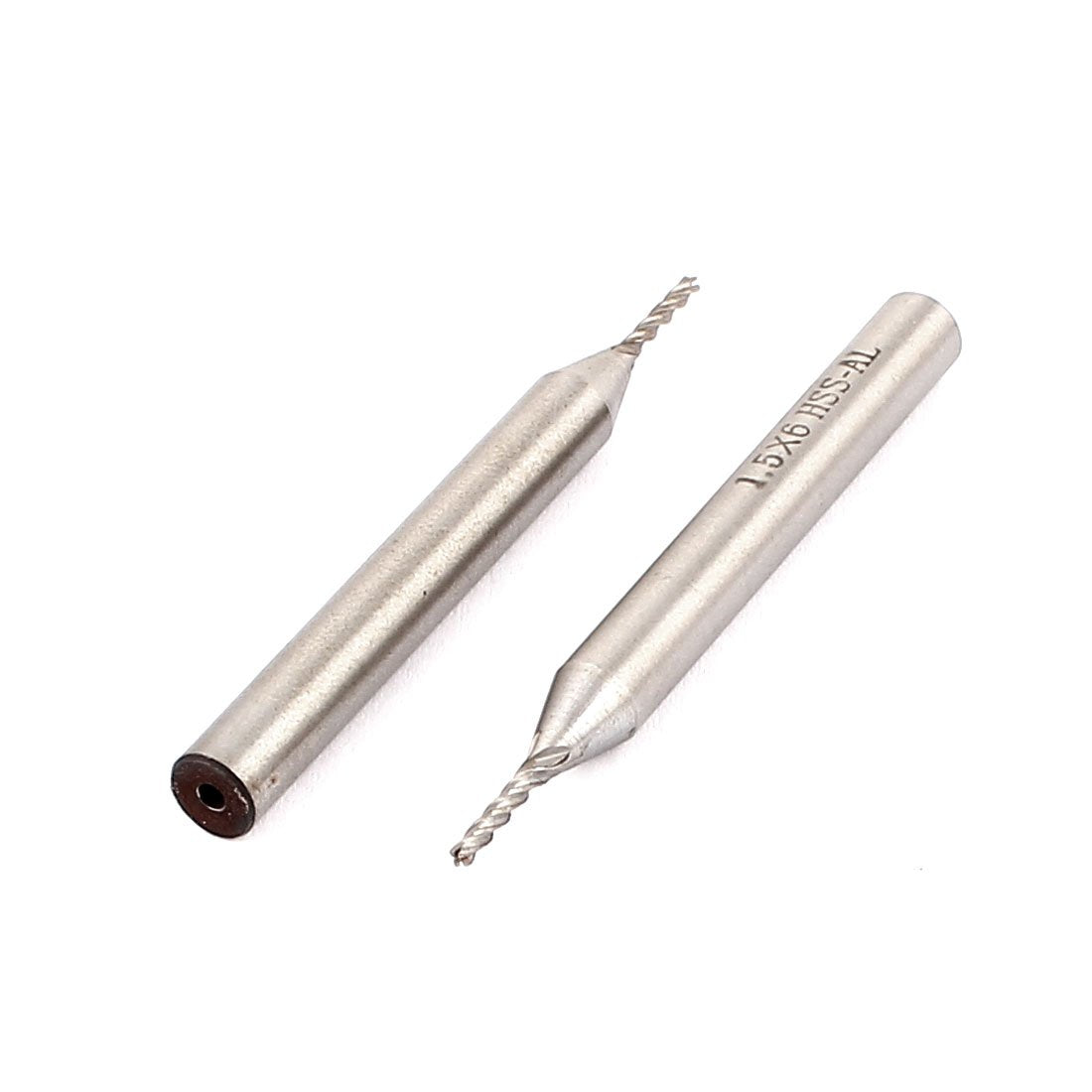 2pcs Silver Tone Helical Groove 4 Flute 1.5x6x6x57mm End Mill