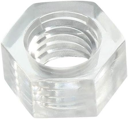 Nylon Hex Nut, M6x1mm Metric Coarse Thread Hexagon Nuts, 50 Pcs (Clear)
