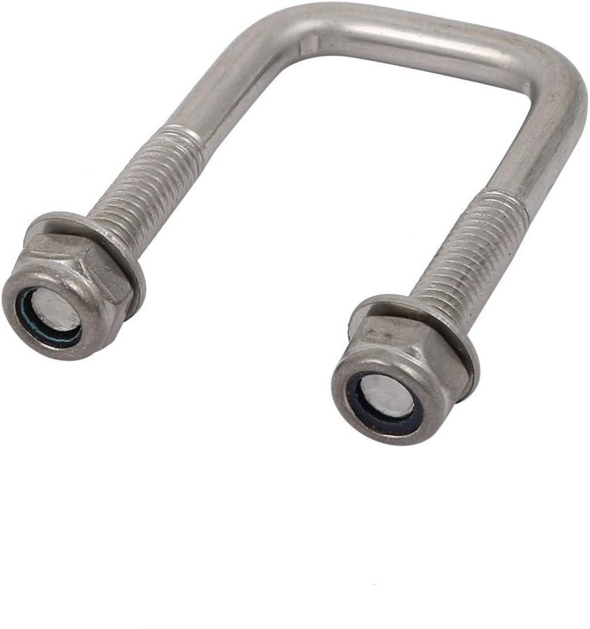 M6 Thread 25mm Inner Width 304 Stainless Steel Square U Bolt Silver Tone