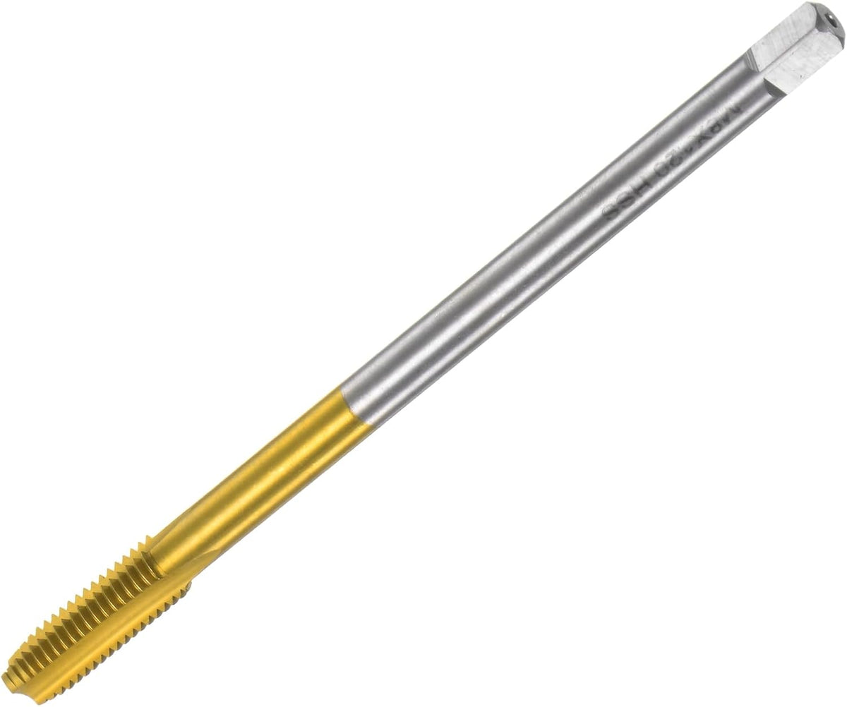 Metric Thread Tap M8 x 1.25 H2 120mm Extra Long Titanium Coated High Speed Steel 6542 Straight Flute Screw Thread Milling Machine Taps Threading Tapping Repair Tool