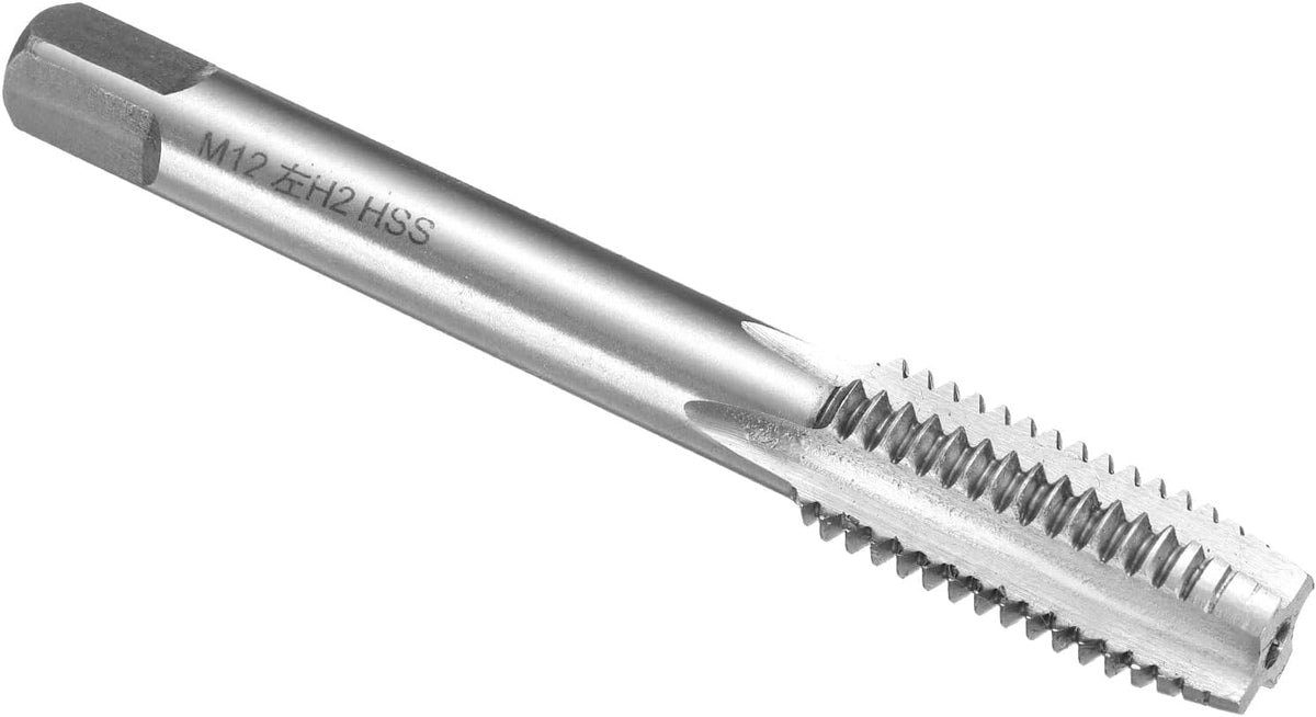 Hand Plug Tap M12 x 1.75 H2 Metric Left Hand Thread Plug Style Taps Straight Flute Screw Tapping Threading Tool High Speed Steel HSS6542