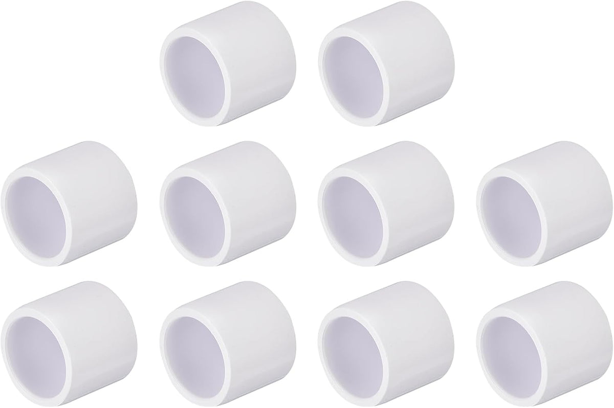 10pack 1/2 Inch PVC Pipe End Cap Fitting, PVC Pipe End Cap Plug Adapter Fit for DIY PVC Shelf Garden Support Structure Storage Frame, White
