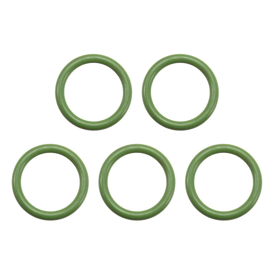 Fluorine Rubber O-Rings, 20mm OD 15mm ID 2.5mm Width FKM Seal Gasket for Machinery Plumbing, Green, Pack of 5