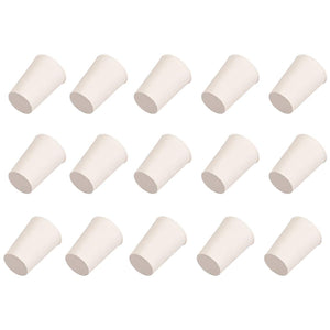 White Tapered Shaped Solid Rubber Stopper for Lab Tube Stopper Size 14-15mm 15Pcs