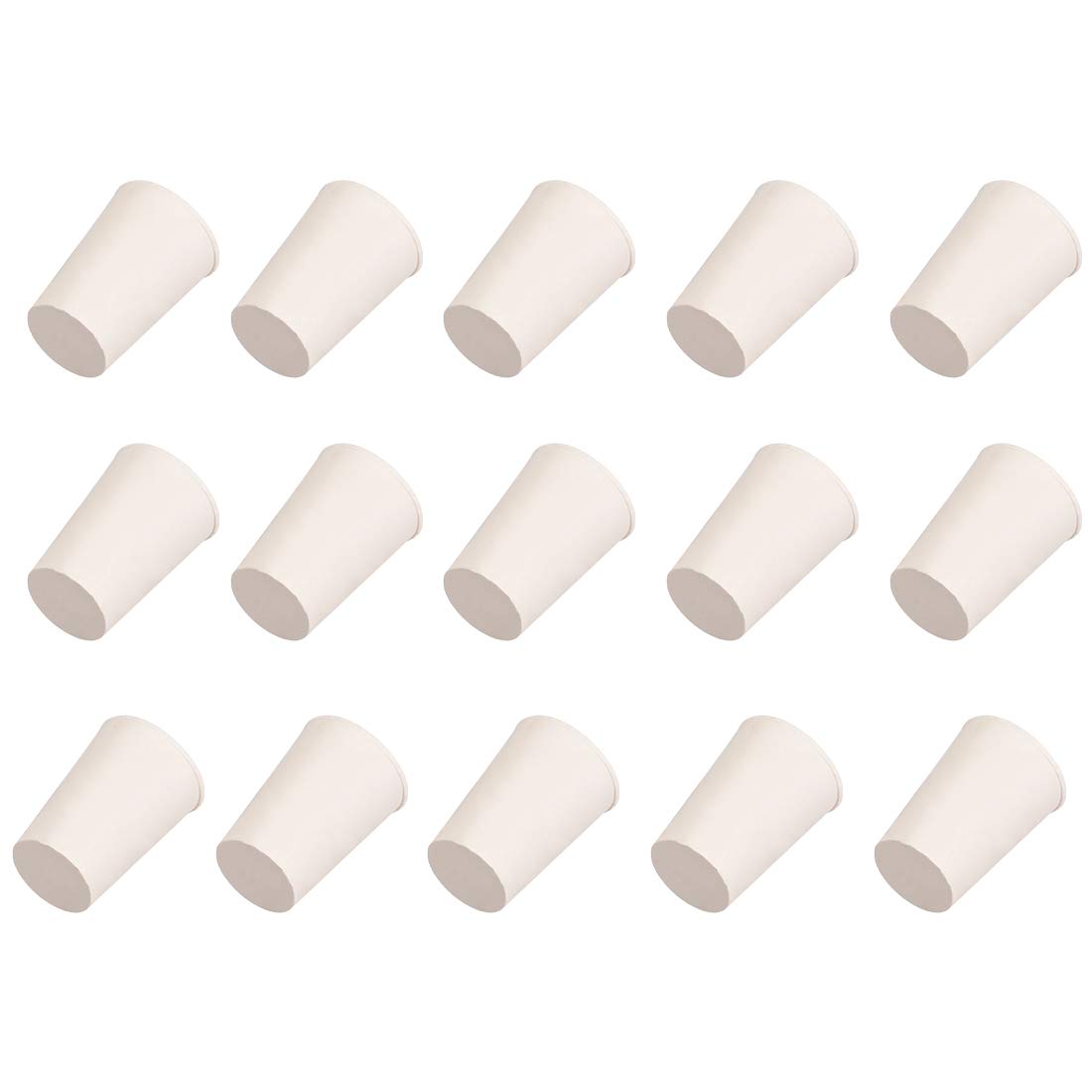 White Tapered Shaped Solid Rubber Stopper for Lab Tube Stopper Size 14-15mm 15Pcs
