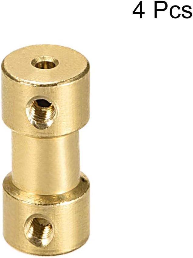 2mm to 2.3mm Bore Rigid Coupling, 20mm Length 9mm Diameter, Copper Shaft Coupler Connector, Brass Tone 4Pcs