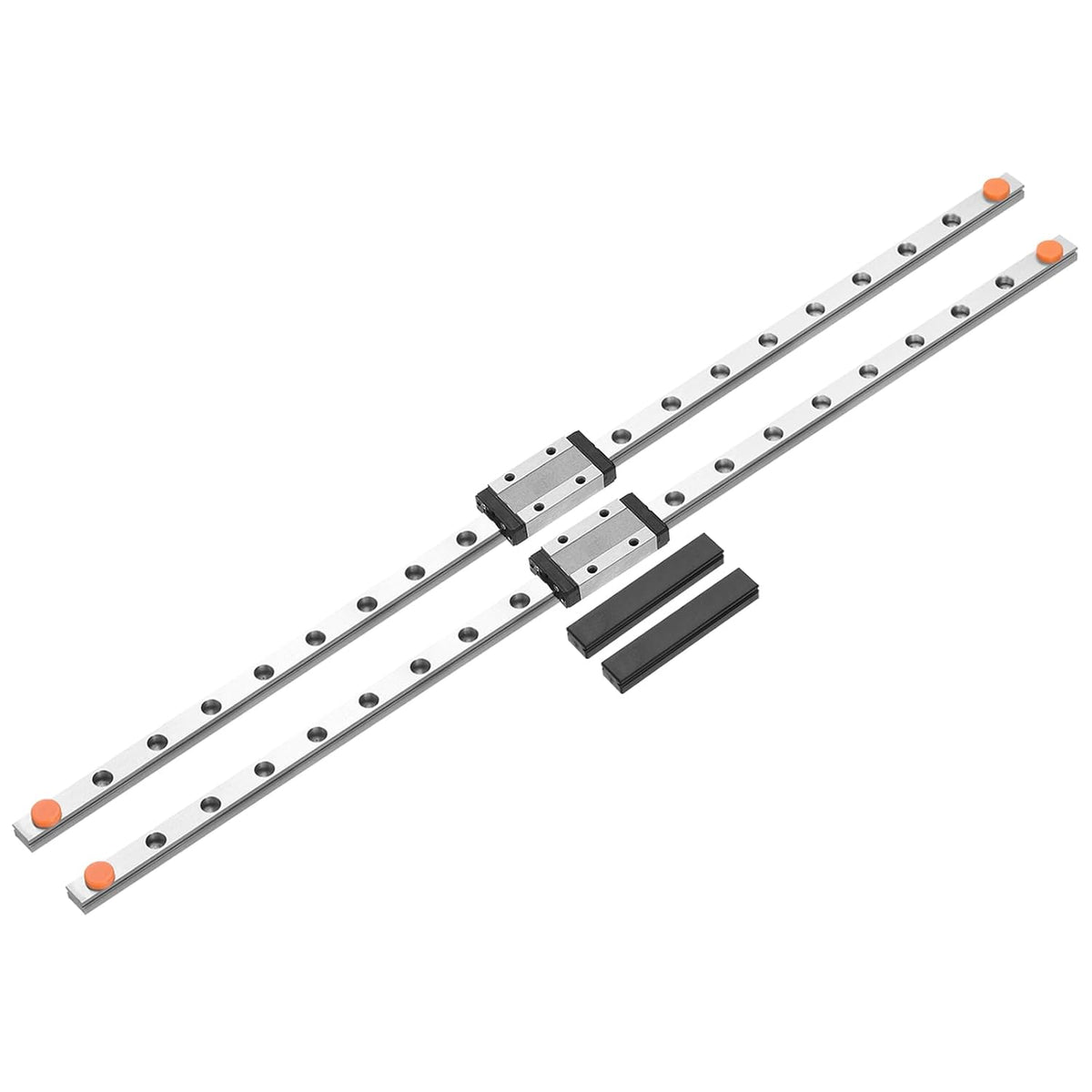 2pcs MGN9 400mm Linear Guide Rail with 2pcs MGN9H Sliding Carriage Block Bearing Steel and 2pcs Plastic Mini MGN12 Linear Guide for DIY 3D Printers and CNC Machine, Silver