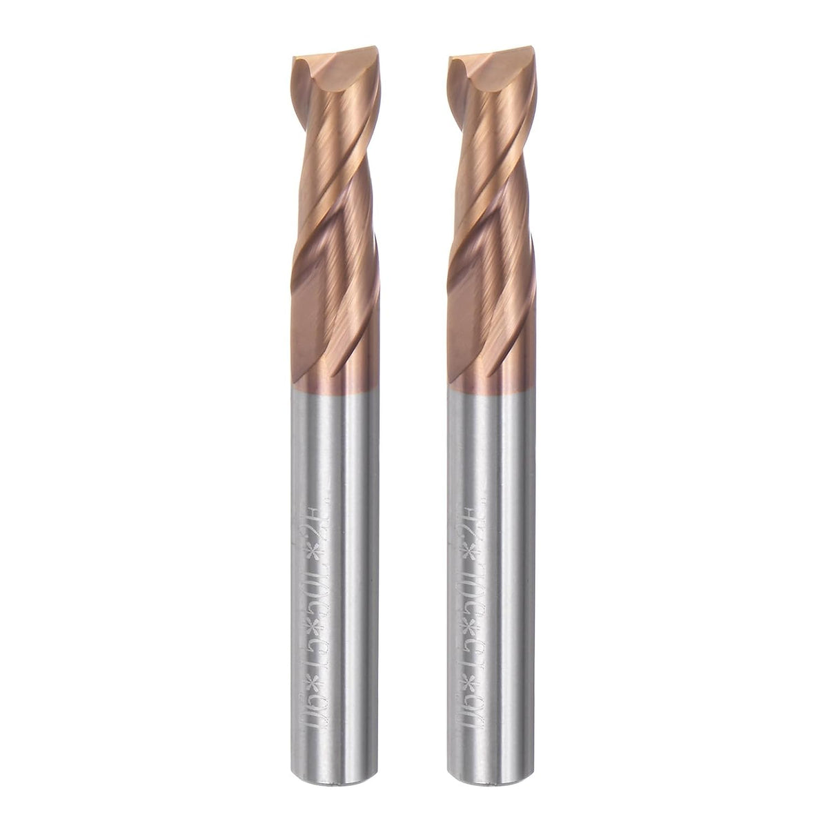 2pcs 6mm Dia 6mm Shank Square Nose End Mill 2 Flutes HRC55 Carbide AlTiN Coated CNC Router Bits Cutter Tools for End Milling CNC Machining