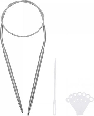 Circular Knitting Needles Kit, 16.54 Inches Length 4mm Dia Round Stainless Steel Sweater Needle for Handmade Projects DIY Knitting