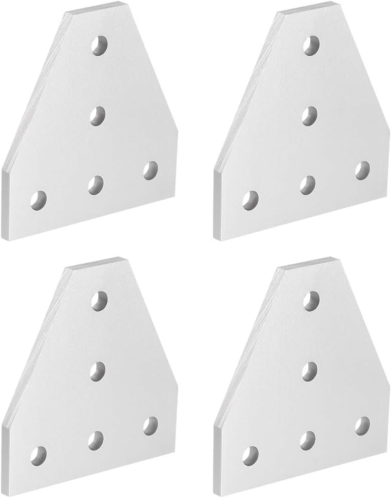 T Shape Outside Joining Plate, 60mm x 60mm x 4mm with 5-Hole Joint Bracket for 2020 Aluminum Profile, 4 Pcs (Silver)