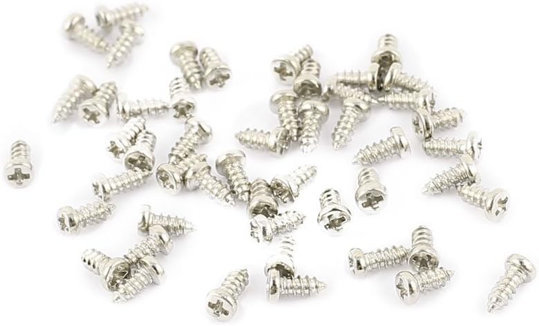 50 Pcs M1.2 x 3mm Stainless Steel Phillips Round Head Self Tapping Screws Bolts