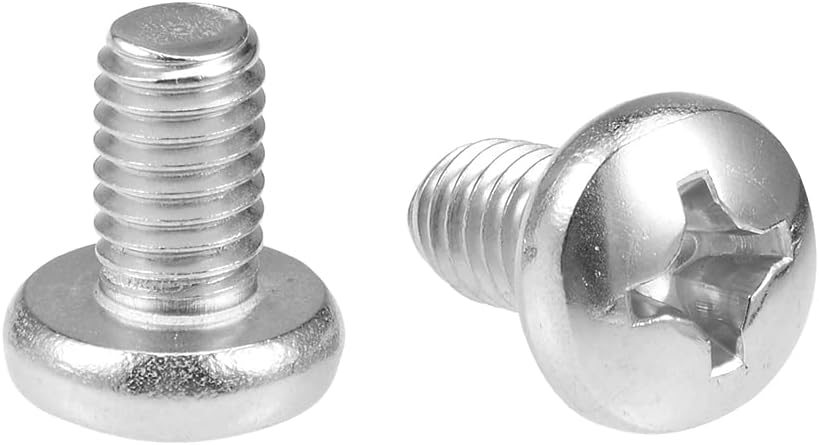 M6x10mm Machine Screws Phillips Cross Pan Head Screw 304 Stainless Steel Fasteners Bolts 30Pcs