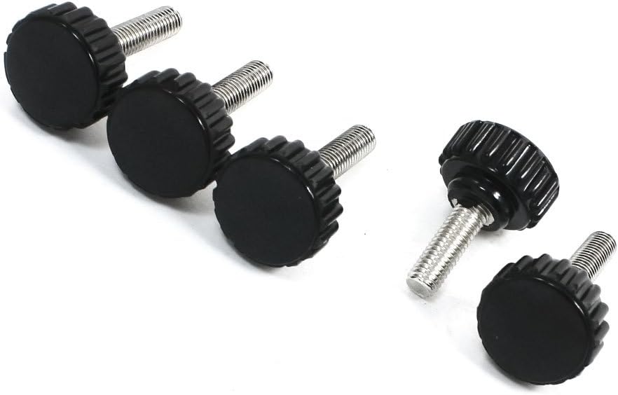 5pcs Black Machine M5 x 16 x 20mm Male Thread Knurled Grip Knobs