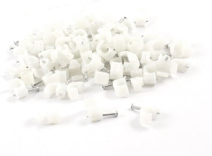 100 Pcs 6mm Diameter Wire Fastener Circle Cable Clips w Metal Nail