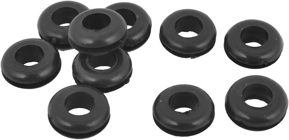 10 Pcs Black Armature Wire Double Sided Rubber Grommet 6mm x 8mm
