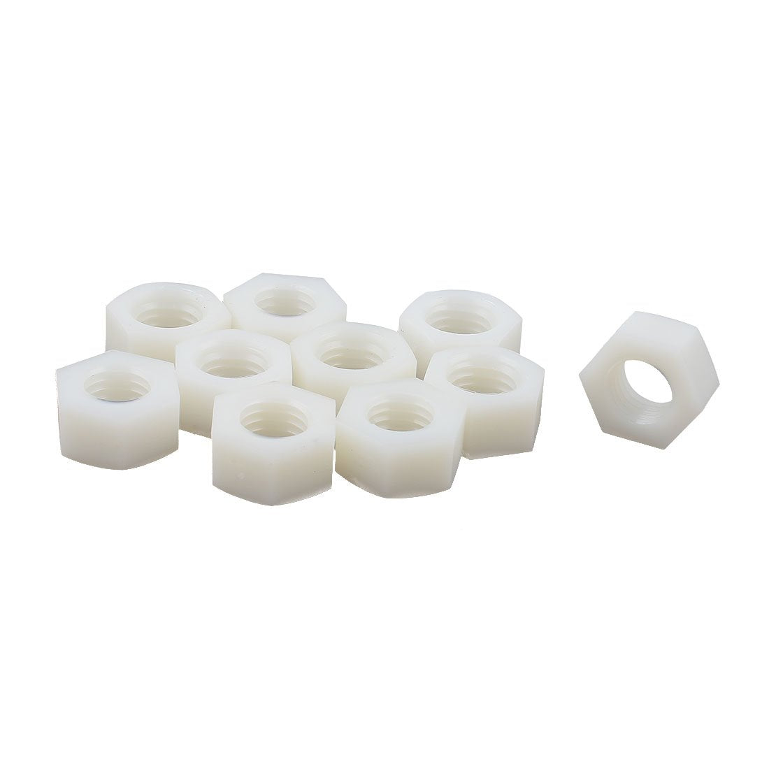 10 Pcs Nylon M12 Threaded Hexagon Screws Hex Nuts Grey White