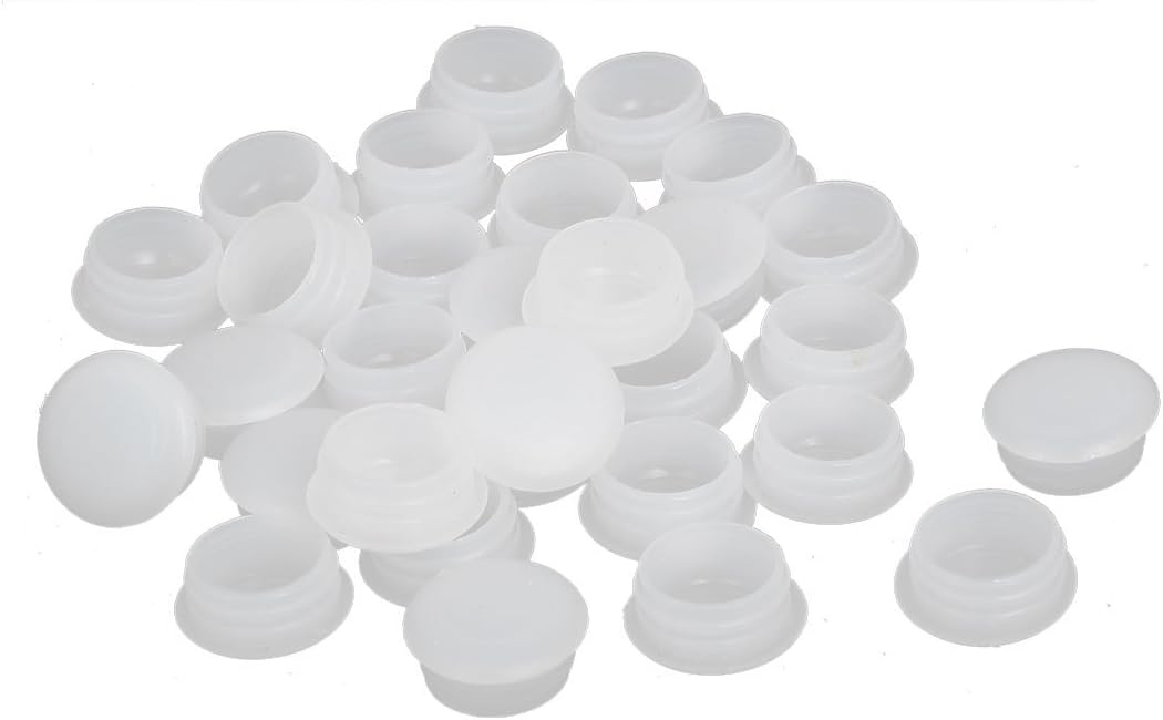 15mm Dia Plastic Round Flush Mounted Tube Insert Hole Covers White 30pcs