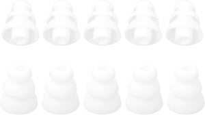 10 Pcs Soft Silicone Earbuds, Replacement Earbud Tips Fit 5mm Earplugs with 3 Flange Noise Cancelling Triple Flange Ear Cushion Earpads for in-Ear Earphones, White