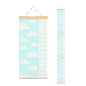 Growth Chart for Wall, 77" x 8" Removable Canvas Height Chart Ruler, Hanging Measurement Ruler for Bedroom Playroom Wall Decor (Green, Cloud Style)