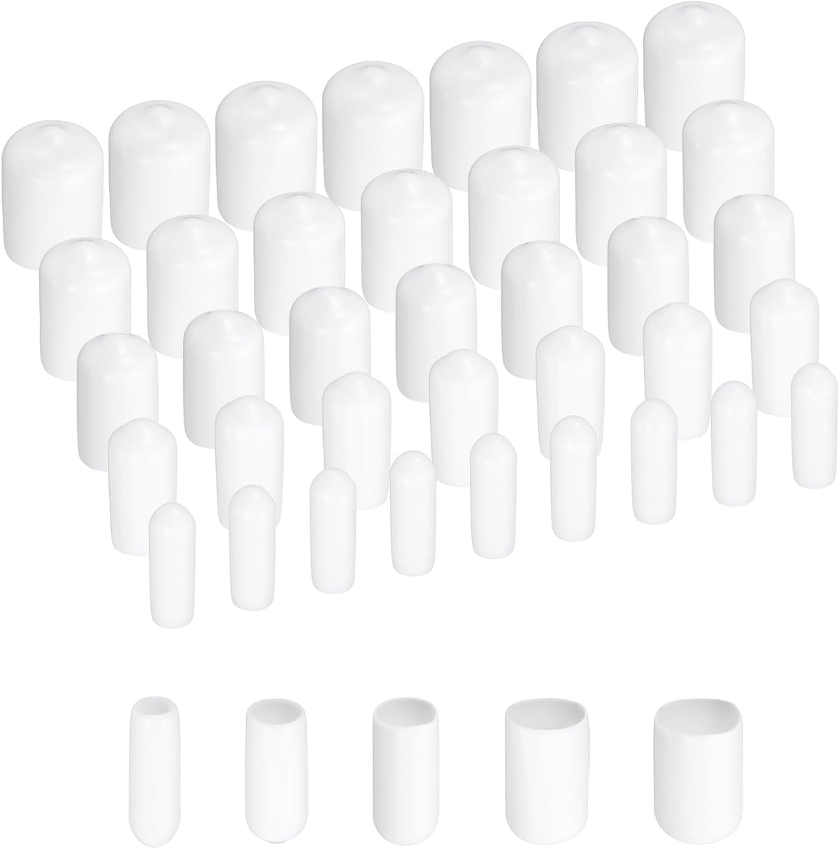 100pcs Round Rubber End Caps Protective Caps 3mm 6mm 9mm 12mm 15mm White Screw Thread Protectors
