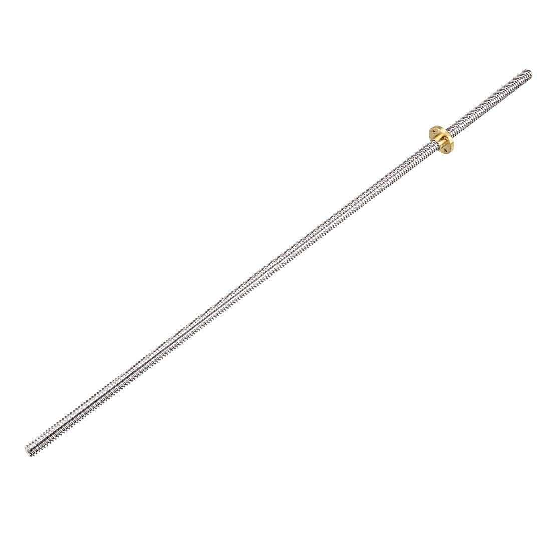 400mm Length T8 8mm Dia Lead Screw Rod,2 Lead Stainless Steel Lead Screw Rod with Copper Nut Trapezoidal Thread for 3D Printer Z Axis