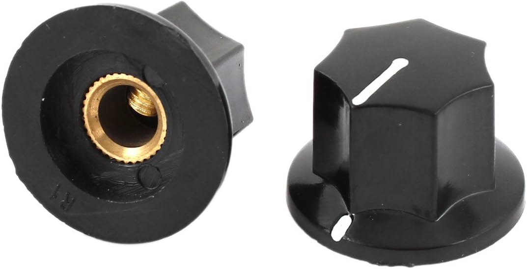 2pcs 6mm Insert Dia Shaft Plastic Potentiometer Rotary Knob Pots Black
