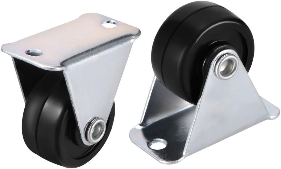 Caster Wheels 1" Rubber with Top Plate 11LBS Capacity for Furniture Carts Workbench, Black, Pack of 2