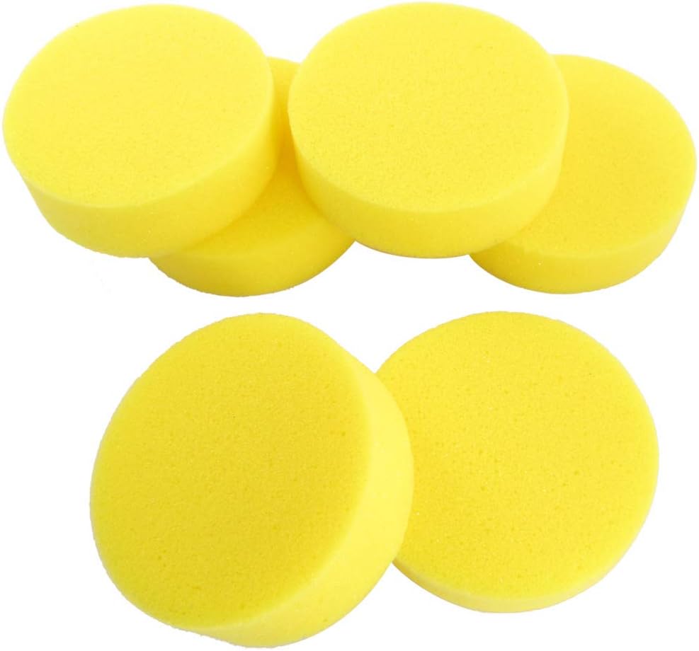 Car Auto 6 Pcs Yellow Round Sponge Wax Applicator Pads