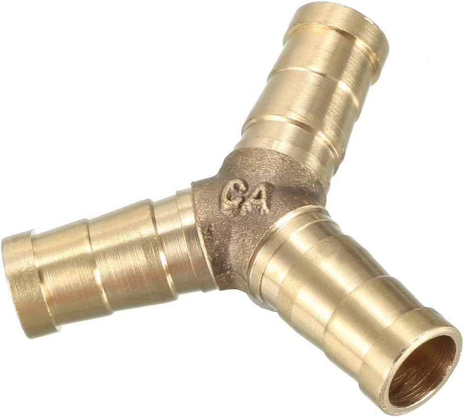 10mm Brass Barb Hose Fitting Tee Y-Shaped 3 Way Connector Adapter Joiner