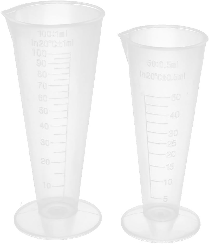 Plastic Conical Beaker Laboratory Measurements Graduated Measuring Cup 50ML 100ML