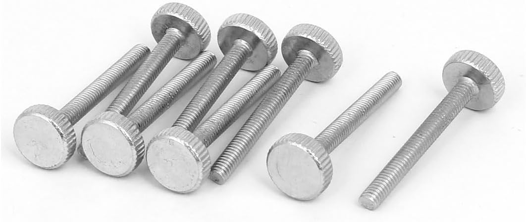 M4x35mm Knurled Head Flat Point Fully Threaded Thumb Screws Fastener 8pcs