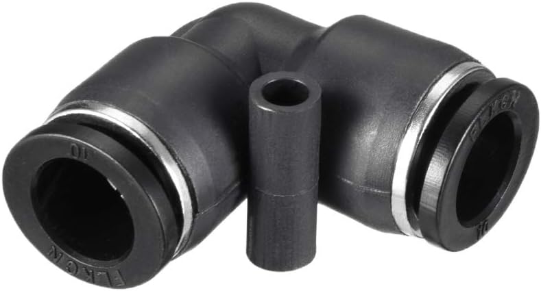 Plastic Elbow Push to Connect Tube Fitting 10mm Tube OD Pneumatic Air Push Fit Lock Fitting Black 2pcs