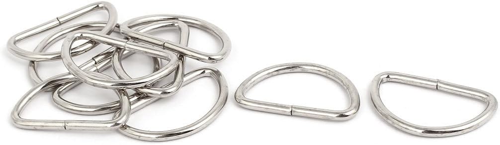 LinkMejor 10pcs Luggage Bag D Shaped Loop Ring Buckle Fastener for 32mm Width 3mm Thickness Strap Belt